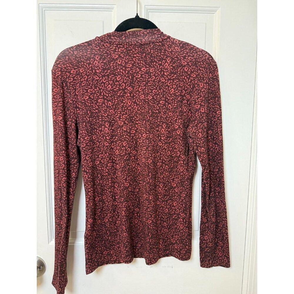 Ted Baker Junior's Red Patterned Stretchy High Neck Long Sleeve Top - Size 3 - Picture 4 of 10